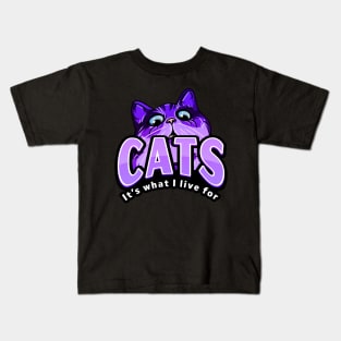 Cats Its What I Live For Purple Kids T-Shirt